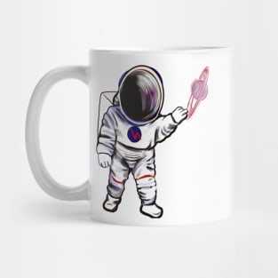 Astronaut 2 in Space suit reaching  out to touch Saturn’s ring - cute Cavoodle, Cavapoo, Cavalier King Charles Spaniel Mug